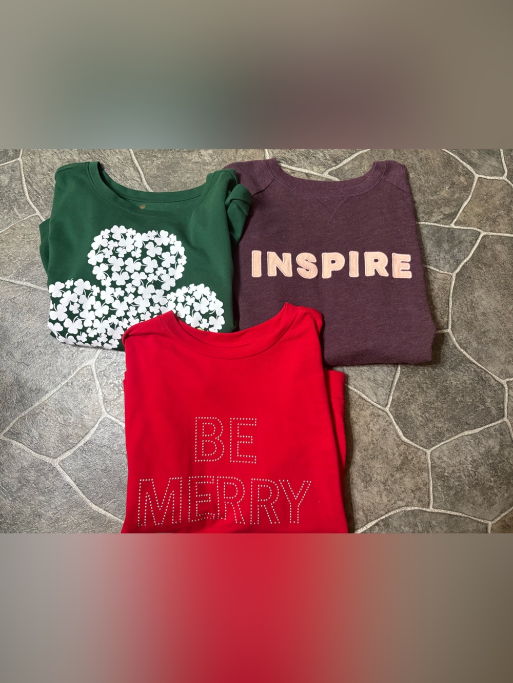 Green, Burgandy and Red Graphic Top Bundle